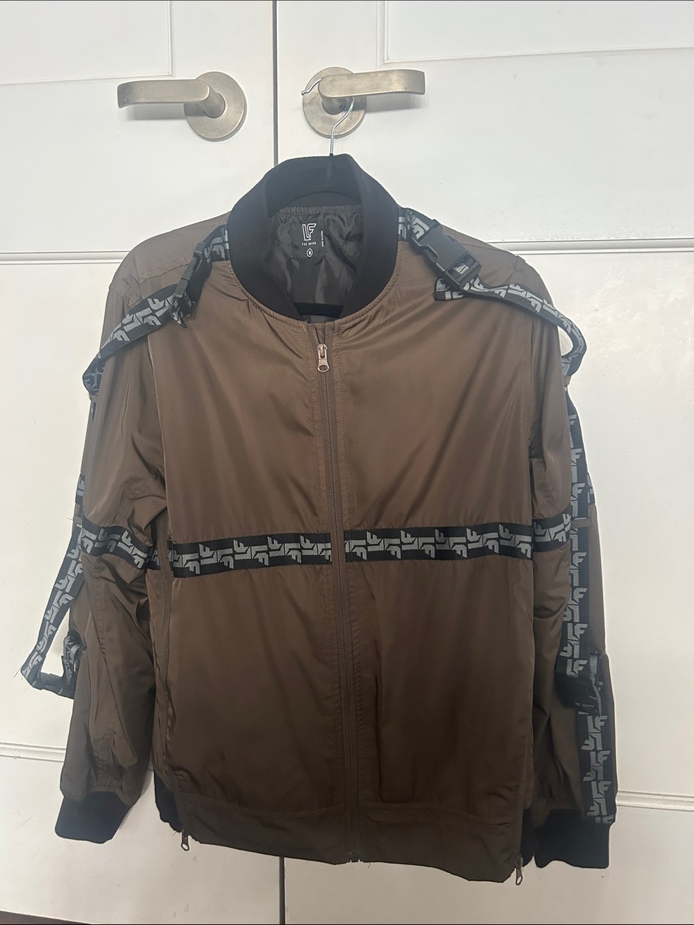 LF Brown Windbreaker Jacket with Logo Tape Detail